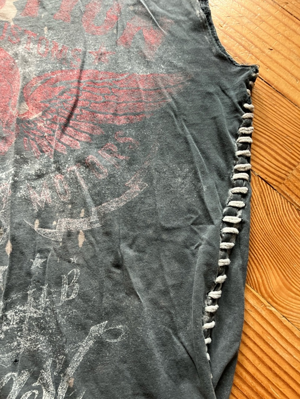 Affliction Black Distressed Graphic Tank with Red Skull Print - Picture 4 of 6